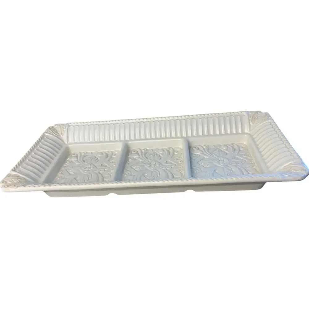 LENOX Butler's Pantry 3 Section Hors d'Oeuvre Tray 13”x6” Rectangle Platter EUC